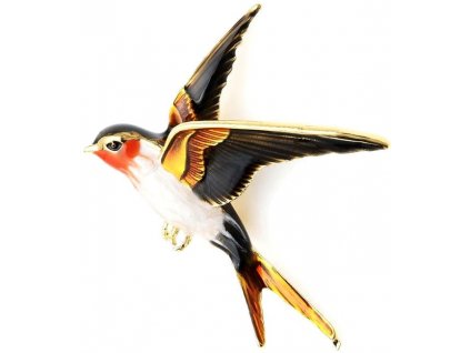 Elegantní Ptačí Brož, Bižuterní Slitina, Šířka 5 cm - Výška 4 cm