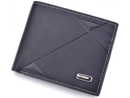 Pánská skládací peněženka z ekologické kůže, černá, 12 přihrádek, 10x12x1.5 cm