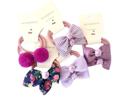 Dětská Sada Silných Barevných Gumiček do Vlasů s Mašličkami, 10 Kusů, Rozměr 2 cm x 4 cm