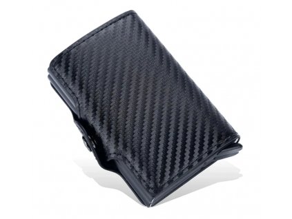 Elegantní pánská peněženka z ekokůže s ochranou proti krádeži, černá, 7x10x2.5 cm