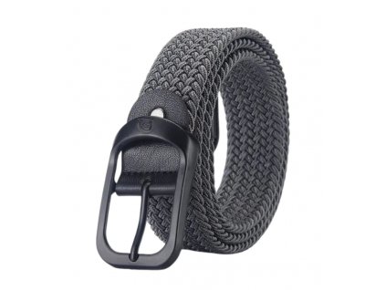 Unisex elastický pletený pásek, černá spona, 120 cm x 3,3 cm, polyester + ekokůže