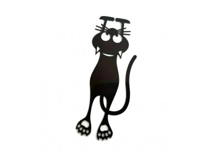 Záložka do knihy s motivem černé kočky, plastová, 12,3x4,8 cm