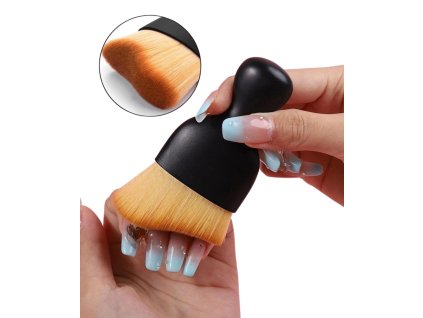 Víceúčelový štětec na lakování nehtů, černý, vlákno + nylon, 10 x 6 cm