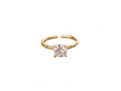 Stříbrný prsten Cristal se zirkony, pozlacený 14 K Zlatem
