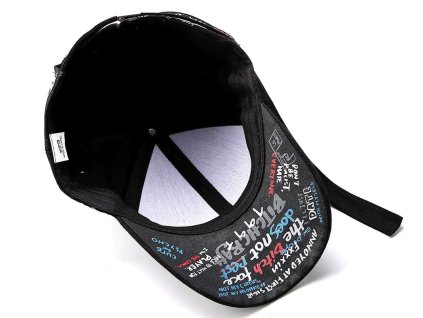 Unisex Baseballová Kšiltovka s Graffiti Slangem, Barevné Slogany, Regulace na Dlouhém Pásku, Obvod 56-60 cm