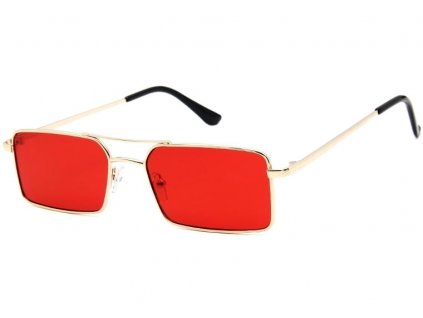 Unisex sluneční brýle s obdélníkovými skly, UV filtr 400 kat. 3, retro styl, šířka čočky 55 mm