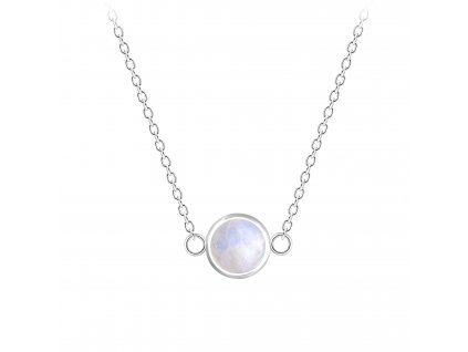 Stříbrný náhrdelník s 5 mm duhovým měsíčním kamenem