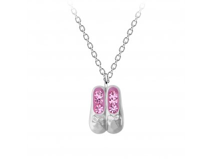 Dětský stříbrný náhrdelník Ballerina - Světle růžová