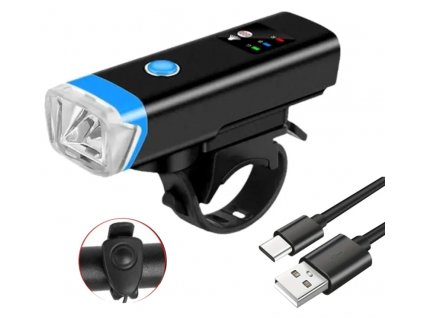 Přední světlo na kole světlomet USB nabíječka klakson