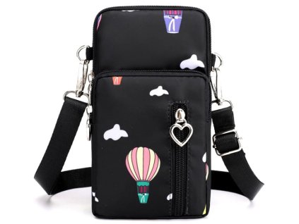 Voděodolná Taška přes rameno s balónkovým potiskem, syntetika, 11x19x5 cm, s otvorem pro sluchátka