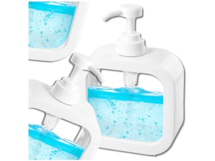 Dávkovač Tekutého Mýdla 300 ml, Bílý s Průhledným Panelem, Plastový, Rozměry 10,2 x 7,5 cm