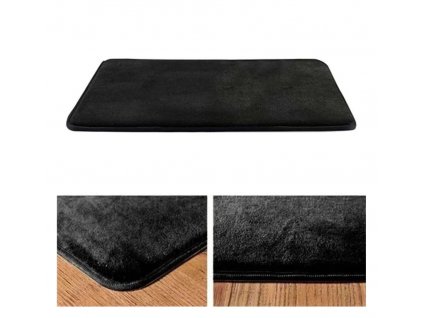 Černá koupelnová rohož s protiskluzovou gumou a absorpční pěnou, hladký vzor, 40x60 cm
