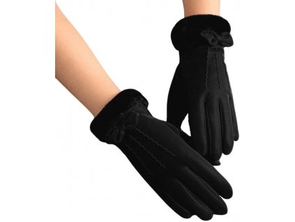 Dámské zimní rukavice s dotykovou funkcí, černé, polyester, 23x9 cm