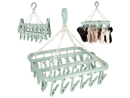 Stojan na sušení prádla na ponožky a spodní prádlo 32 kolíčků na prádlo modrý