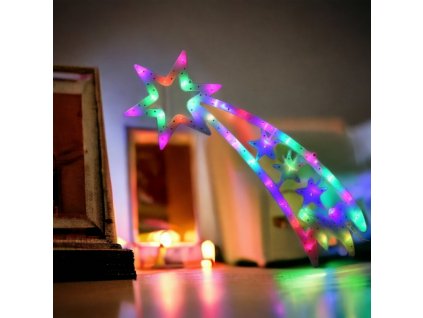 Závěsná Vánoční Dekorace Betlémská Hvězda, vícebarevná led světla, 18x59 cm, s kabelem 70 cm