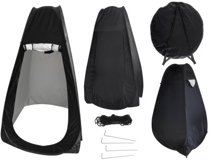 Stanová sprcha šatna přenosný wc černý