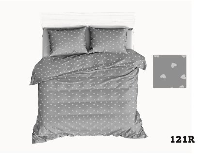 Bavlněné povlečení160x200 R121 šedé srdce bílé 275D