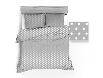 Bavlněné ložní prádlo 180x200 943E šedý hrášek bílý