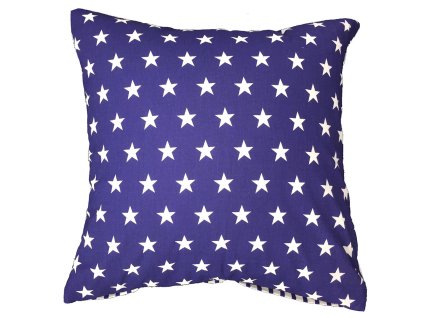 Bavlněný povlak na polštář 50x60 R006 bílý tmavě modrý hvězdy pruhy 51N 52N