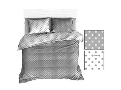 Bavlněné povlečení 160x200 R139 šedé bílé puntíky 355N 341N