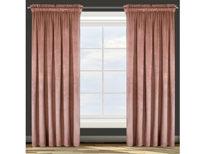 Záclona připravená na pásku 140x270 Rosa růžová tmavý velur D91