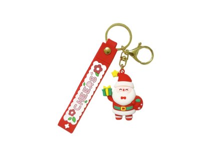 Vánoční klíčenka Santa s přívěskem, rozměry 5,3x3,7 cm, hmotnost 35 g