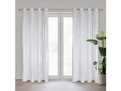 Záclona 140x250 Renia bílá stříbrná připravená na smyčce Eurofirany