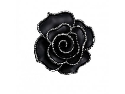 Elegantní Ozdobná brož Black Rose BZ120, černá, s krystaly, 3.7 cm x 3.7 cm