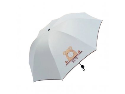 Klasický Deštník s Medvídkem, Vinylvá Tkanina, 95 cm - Bílý