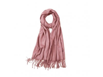 Elegantní tmavě růžová šála s třásněmi, 70x200 cm, viskóza a polyester