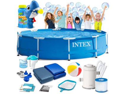Zahradní bazén s kovovou konstrukcí 305 x 76 cm 15v1 INTEX 28202 + bublifuk ZDARMA