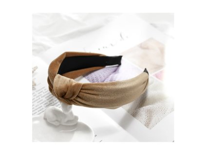 Elastická Krémová Čelenka s Turbanem, Obvod 42 cm, Šířka 4 cm