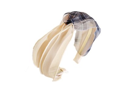 Elastická Čelenka s Turbanem z Kostkované Pin-Up Látky, Průměr 12,5 cm, Šířka 7 cm