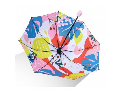 Klasický Deštník s Barevným Potiskem Květin, Průměr 95 cm, Délka 66 cm, Hmotnost 300 g