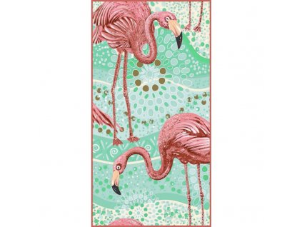 Velký Plážový Ručník s Vzorem Flamingos, 170x90 cm, Polyester