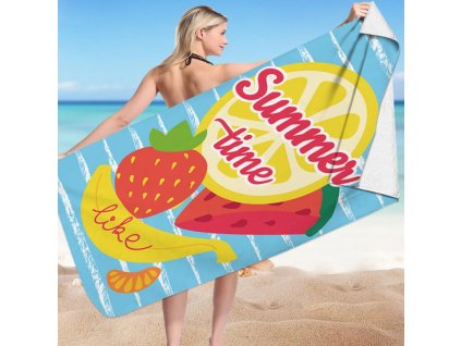 Obdélníková plážová osuška SUMMER TIME, 150x70 cm, Polyester, Bílá