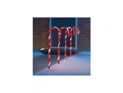 Vánoční LED osvětlení ve tvaru cukrové třtiny, červené, výška 55 cm, vodotěsnost IP 44