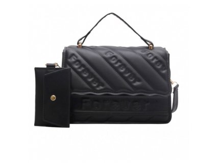 Elegantní dámská kabelka na rameno, černá, z ekoskóry, 22x15x4,5 cm
