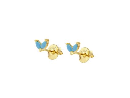 Náušnice z chirurgické oceli pozlacené 14 karáty, elegantní a stylové, rozměry 1 x 0,5 cm, typ zapínání puzeta
