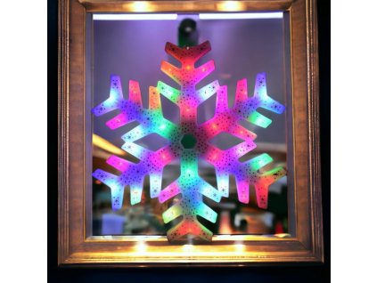 Závěsná Vánoční Dekorace XXL Sněhová Vločka s LED Světly, Blikající Různými Barvami, 40x40 cm