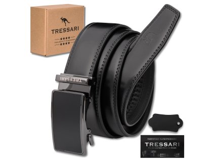 Pánský automatický opasek 115 cm černý přírodní kůže