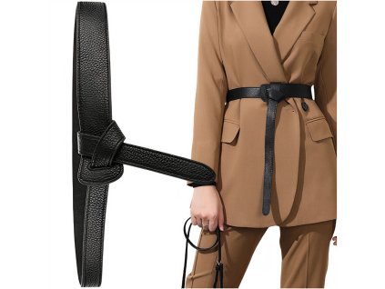 Dámský dlouhý elegantní kožený pásek na zavazování