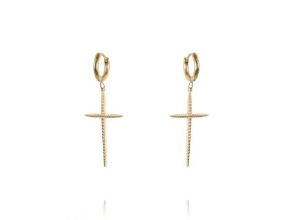 Náušnice z chirurgické oceli pozlacené 14karátovým zlatem, zlatá barva, rozměry 4,0 x 1,9 cm, typ zapínání puzeta