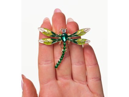 Brož vážka s kubickou zirkonií v retro stylu