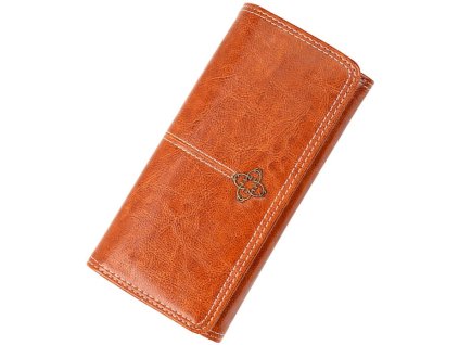 Portfel damski duży elegancki skórzany brąz