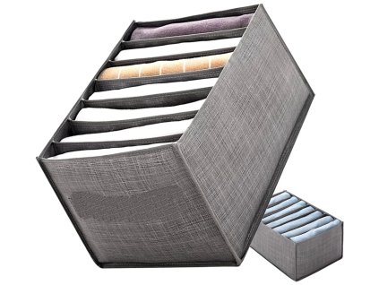 Šedý organizér do šatní skříně pro snadné uspořádání oblečení