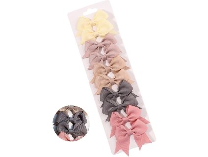 Sada deseti dětských sponek do vlasů s barevnými mašlemi