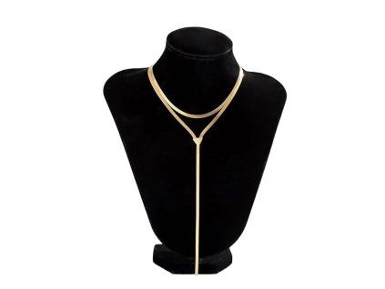 Zlatý elegantní dlouhý náhrdelník z chirurgické oceli