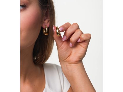 Pozlacené kulaté náušnice z chirurgické oceli s klasickými obroučkami