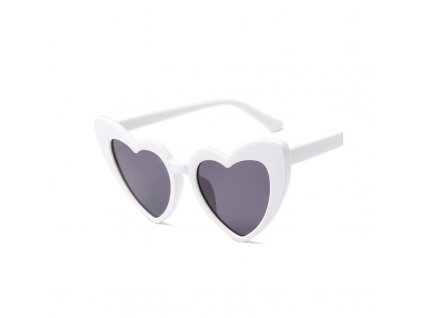 Sluneční brýle HEART WHITE, bílé, plastové, UV 400 filtr, 153x54x43 mm